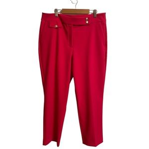 Rachel Zoe Hot Pink Gold Button Taper Leg Dress Pants Size 12
